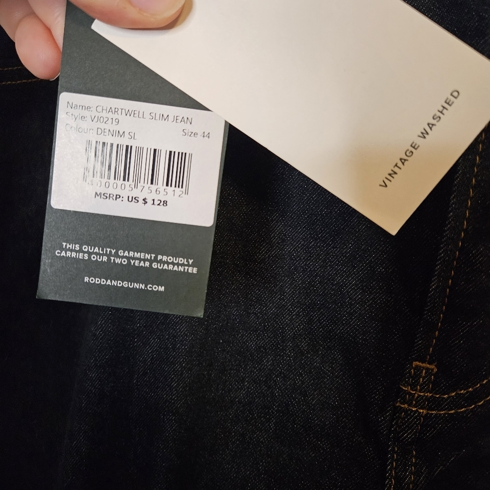 NWT Rodd & Gunn Chartwell Slim Fit Jean Denim 44x30 Dark Vintage Washed - Picture 9 of 13